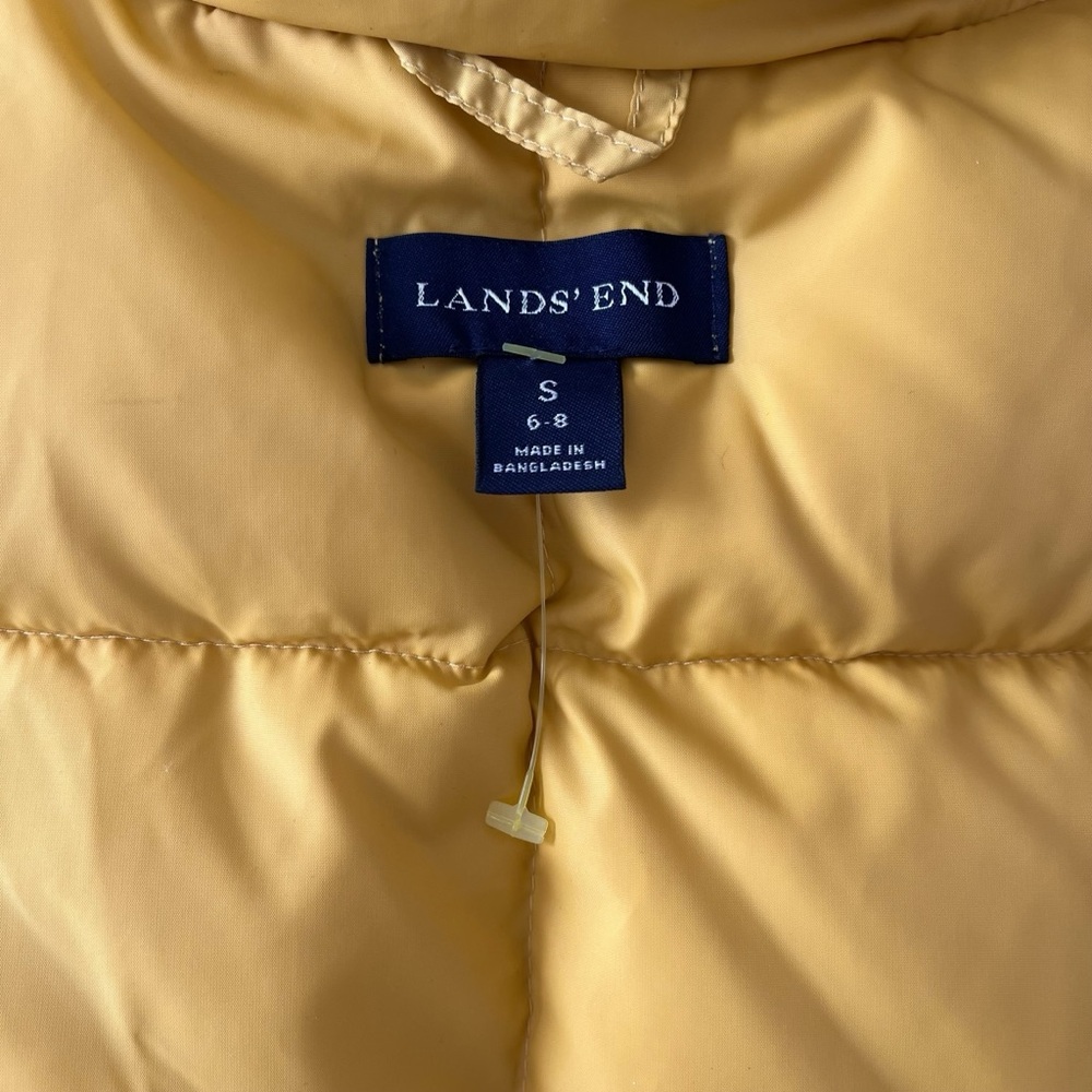Vintage Lands’ End down button up puffer vest yellow nylon S - Picture 12 of 13